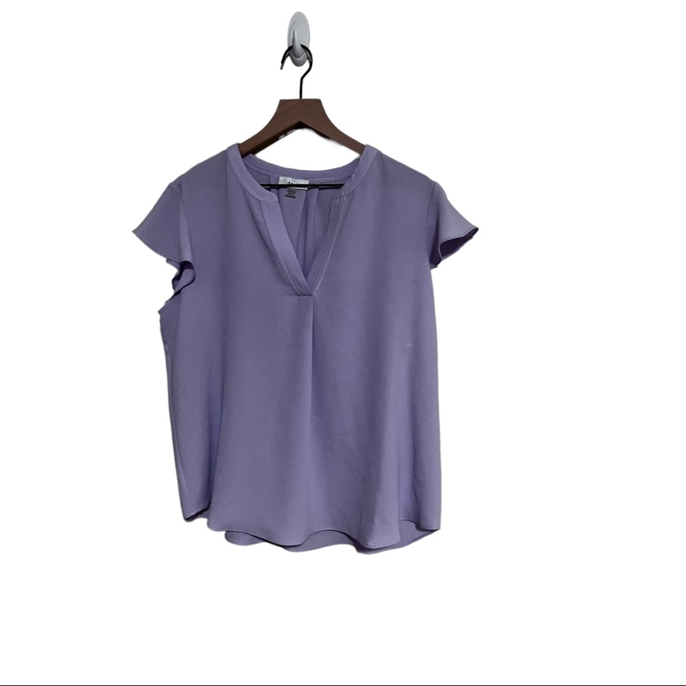 Calvin Klein Lavender Purple V-Neck Flutter Sleeve Blouse